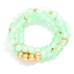 Wholesale set Three Stretch Bracelets Polished Glass Beads D