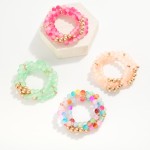 Wholesale set Three Stretch Bracelets Polished Glass Beads D