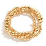 Wholesale set Four Gold Beaded Stretch Bracelets Faceted Bead Stations D
