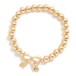 Wholesale metal Beaded Stretch Bracelets Bow Charm D