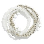 Wholesale set Five Metal Faceted Glass Beaded Stretch Bracelets Pearl Clover Bea