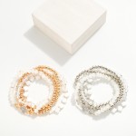 Wholesale set Five Metal Faceted Glass Beaded Stretch Bracelets Pearl Clover Bea