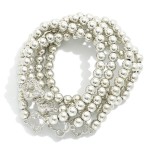 Wholesale set Five Metal Beaded Stretch Bracelets Glass Crystal Clovers D