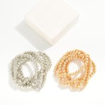 Wholesale set Five Metal Beaded Stretch Bracelets Glass Crystal Clovers D