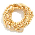 Wholesale set Five Metal Beaded Stretch Bracelets Glass Crystal Clovers D