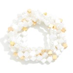 Wholesale set Five Pearl Clover Beaded Stretch Bracelets D