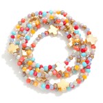 Wholesale set Five Faceted Glass Bead Stretch Bracelets Dainty Metal Gold Cross