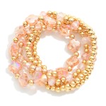 Wholesale set Five Metal Faceted Glass Beaded Stretch Bracelets Glass Crystal Cl