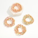 Wholesale set Five Metal Faceted Glass Beaded Stretch Bracelets Glass Crystal Cl