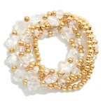 Wholesale set Five Metal Faceted Glass Beaded Stretch Bracelets Glass Crystal Cl