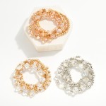 Wholesale set Five Metal Faceted Glass Beaded Stretch Bracelets Glass Crystal Cl