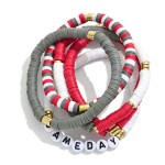 Wholesale set Five Game Day Heishi Beaded Bracelets D