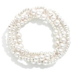 Wholesale set Four Metal Beaded Stretch Bracelets D
