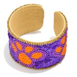 Wholesale seed Bead Game Day Paw Print Cuff Bracelet D