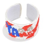 Wholesale seed Bead Americana YALL Cowboy Boots Cuff Bracelet D