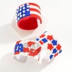 Wholesale seed Bead Americana Stars Cuff Bracelet D