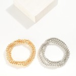 Wholesale set Three Metal Beaded Stretch Bracelets D