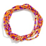 Wholesale set Six Game Day Beaded Stretch Bracelets Gold Bead Accents D