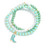 Wholesale set Three Beaded Stretch Bracelets Pearls Stone Faceted Beads Cowgirl