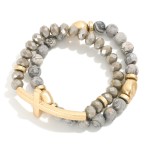Wholesale set Two Beaded Stretch Bracelets Stone Faceted Beads D