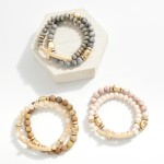 Wholesale set Two Beaded Stretch Bracelets Stone Faceted Beads D