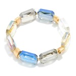 Wholesale emerald Cut Glass Crystal Beaded Stretch Bracelet D