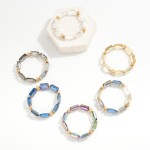 Wholesale emerald Cut Glass Crystal Beaded Stretch Bracelet D