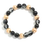 Wholesale crackle Glass Beaded Stretch Bracelet Gold Tones D