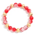 Wholesale crackle Glass Beaded Stretch Bracelet Gold Tones D