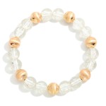 Wholesale crackle Glass Beaded Stretch Bracelet Gold Tones D