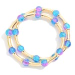 Wholesale two Gold Bamboo Tube Bead Glass Bead Stretch Bracelets D
