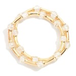 Wholesale two Gold Bamboo Tube Bead Glass Bead Stretch Bracelets D