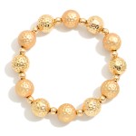 Wholesale textured Metal Beaded Stretch Bracelet D