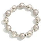 Wholesale textured Metal Beaded Stretch Bracelet D