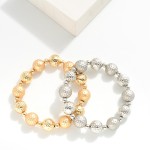 Wholesale textured Metal Beaded Stretch Bracelet D