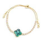 Wholesale rhinestone Chain Bracelet Clover Bolo Slide Adjustment Adjustable D