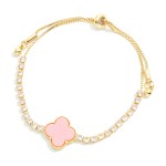 Wholesale rhinestone Chain Bracelet Clover Bolo Slide Adjustment Adjustable D