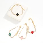 Wholesale rhinestone Chain Bracelet Clover Bolo Slide Adjustment Adjustable D