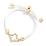 Wholesale twisted Rope Bracelet Rhinestone Studded Clover Charm Bolo Slide Adjus