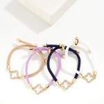 Wholesale twisted Rope Bracelet Rhinestone Studded Clover Charm Bolo Slide Adjus
