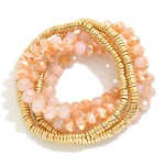 Wholesale set Five Faceted Glass Bead Gold Disc Beaded Bracelets D
