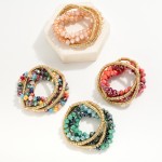 Wholesale set Five Faceted Glass Bead Gold Disc Beaded Bracelets D