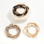 Wholesale set Five Natural Stone Gold Beaded Stretch Bracelets D