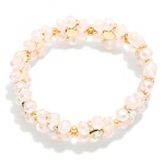 Wholesale faceted Glass Bead Rhinestone Flowers Stretch Bracelet D