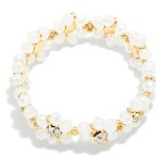Wholesale faceted Glass Bead Rhinestone Flowers Stretch Bracelet D
