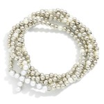 Wholesale set Five Metal Pearl Beaded Stretch Bracelets Pearl Studded Cross Char