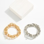 Wholesale set Five Metal Pearl Beaded Stretch Bracelets Pearl Studded Cross Char