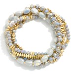 Wholesale set Five Beaded Stretch Bracelets Squared Glass Oval Faceted Glass Gol