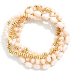 Wholesale set Five Beaded Stretch Bracelets Squared Glass Oval Faceted Glass Gol