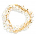 Wholesale set Five Beaded Bracelets Faceted Metal Beads Cushion Square Cut Beads